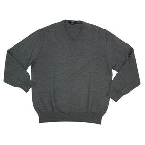 Giorgiolini Wool Sweater Mens XL Extra Large Gray V-Neck Pullover Made Italy